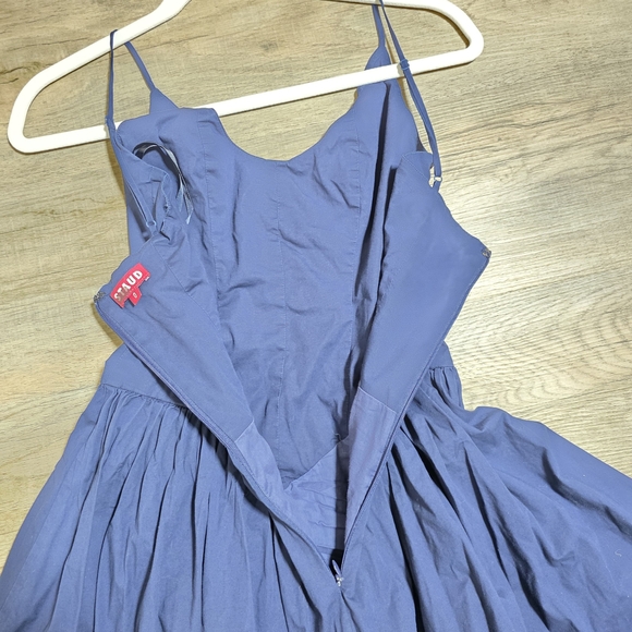 Navy Blue Sleeveless Gathered Waist Maxi Dress - Picture 11 of 13